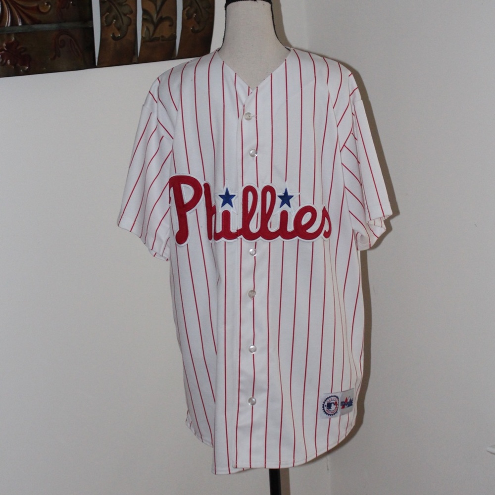 Phillies, Thome #25 button down Baseball jersey